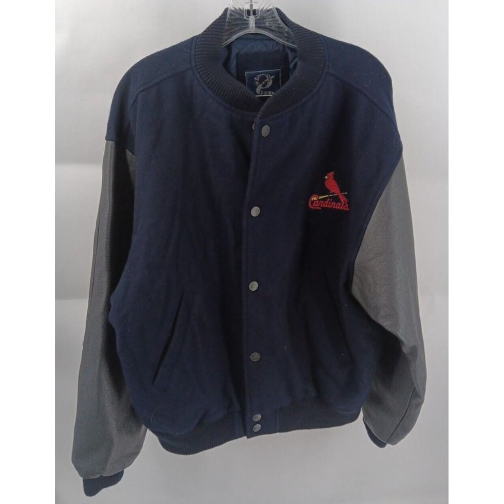 Gear Jacket Vintage Cardinals Varsity Leather-Wool Bomber Jacket,Size: M